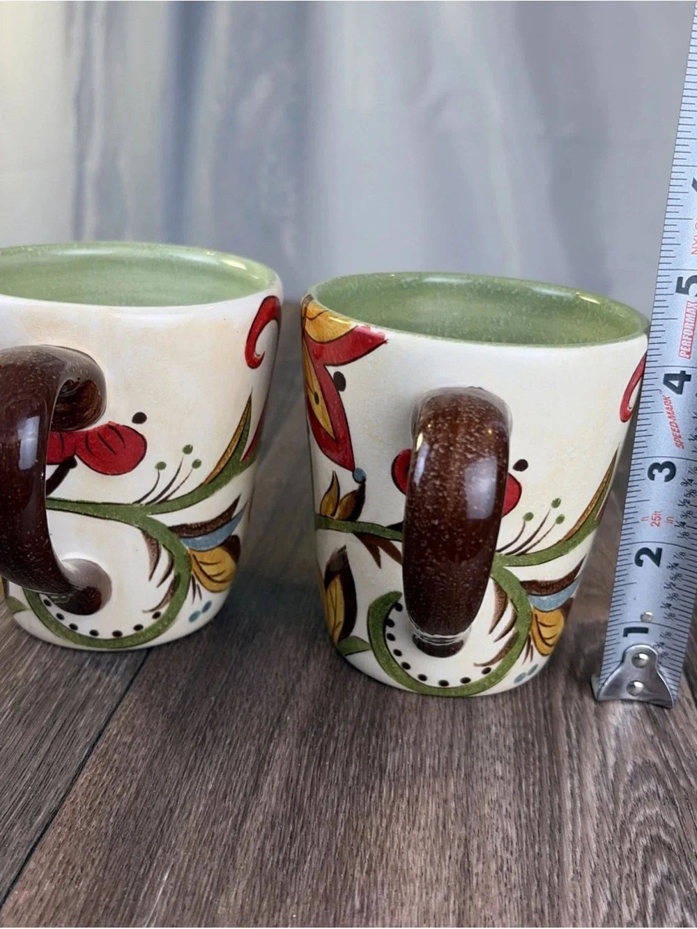 2 Pier 1 Imports Carynthum Porcelain Coffee Mugs Cups Hand-Painted Earthenware